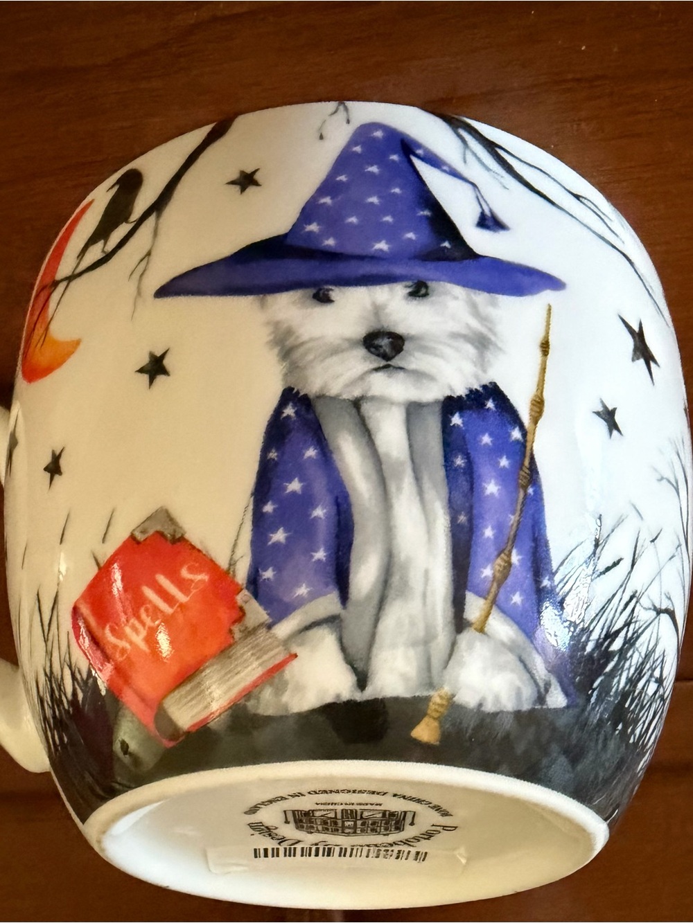 Purple Wizard Westie Dog Bone China Mug - Whimsical Design